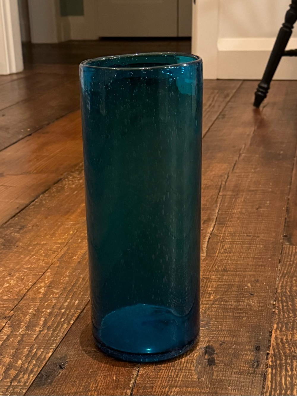 Teal Blown Glass Hurricane